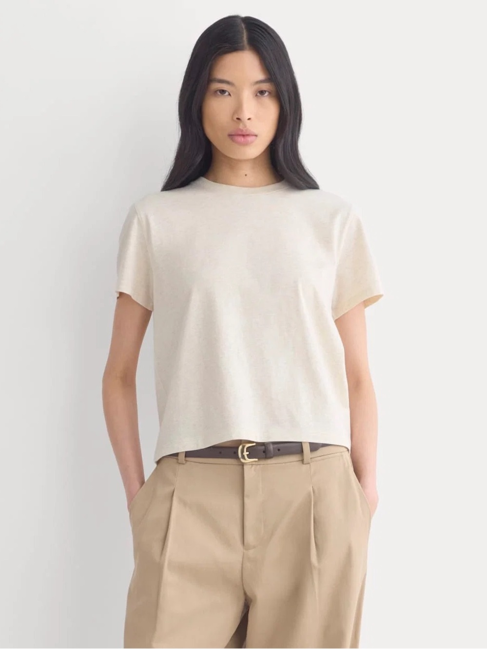 Everlane box cut tee in heathered oat